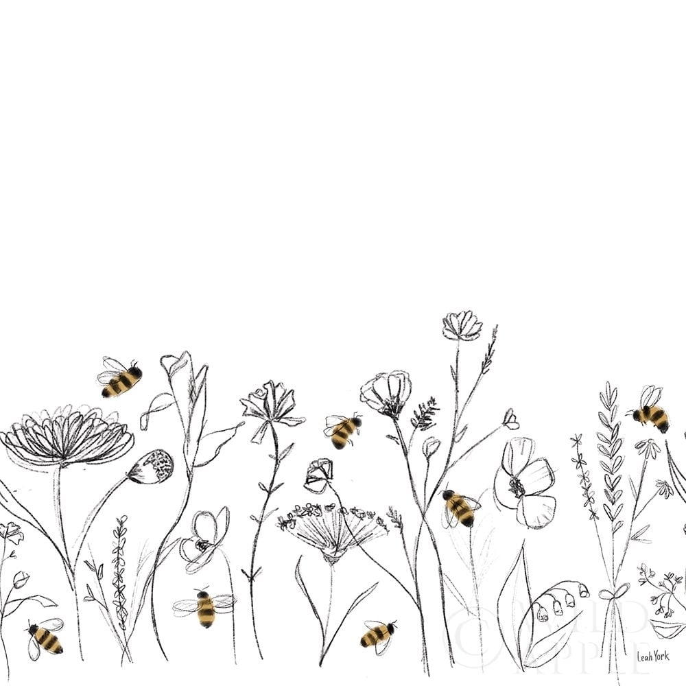 Bees and Botanicals Pattern IX Poster Print by Leah York-VARPDX61519 Image 1