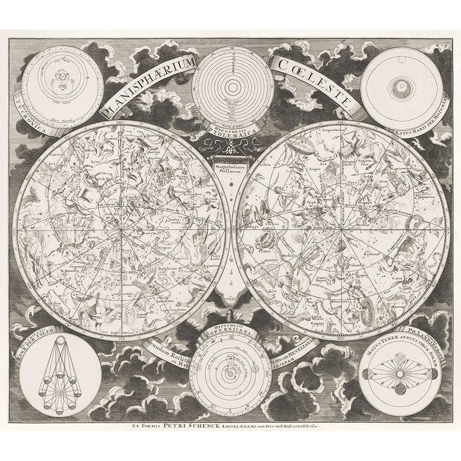 Sky map showing the northern and southern constellations 1705 by Pieter Schenk-VARPDX61565 Image 1