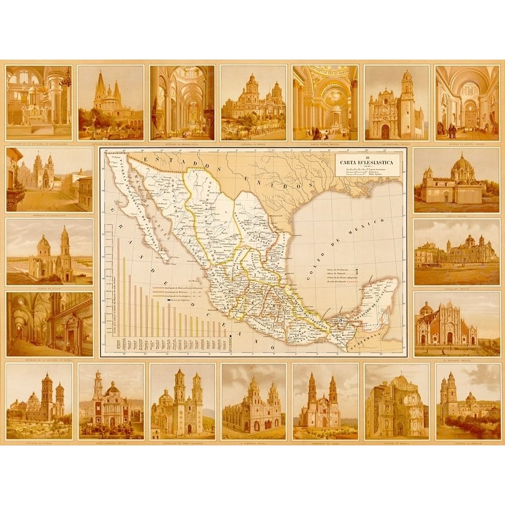 Ecclesiastical Map of Mexico by Vintage Maps-VARPDX61887 Image 1