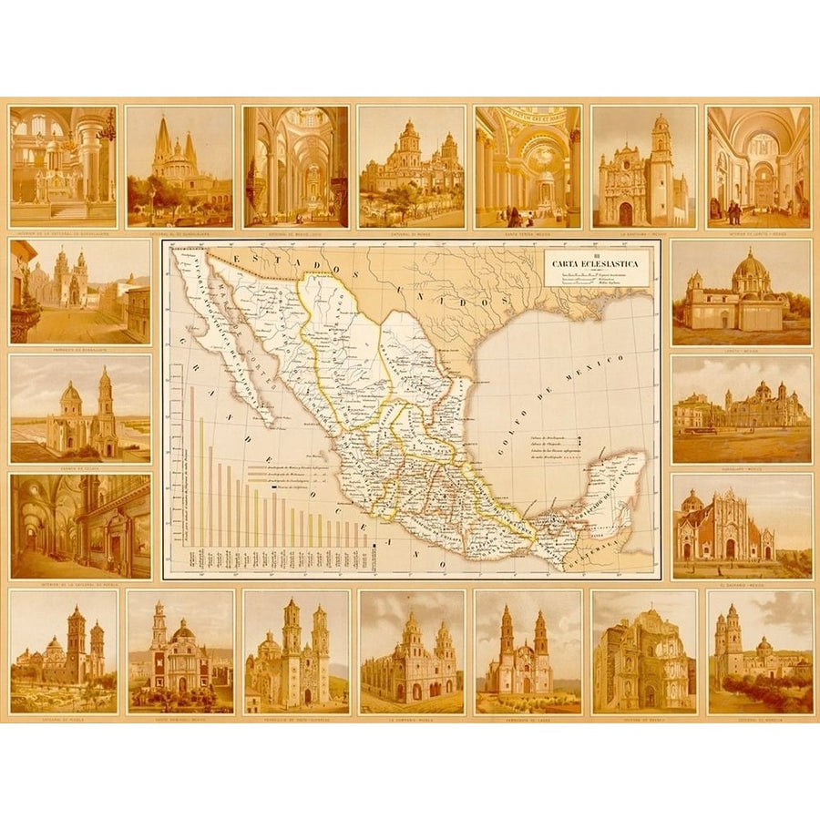 Ecclesiastical Map of Mexico by Vintage Maps-VARPDX61887 Image 1