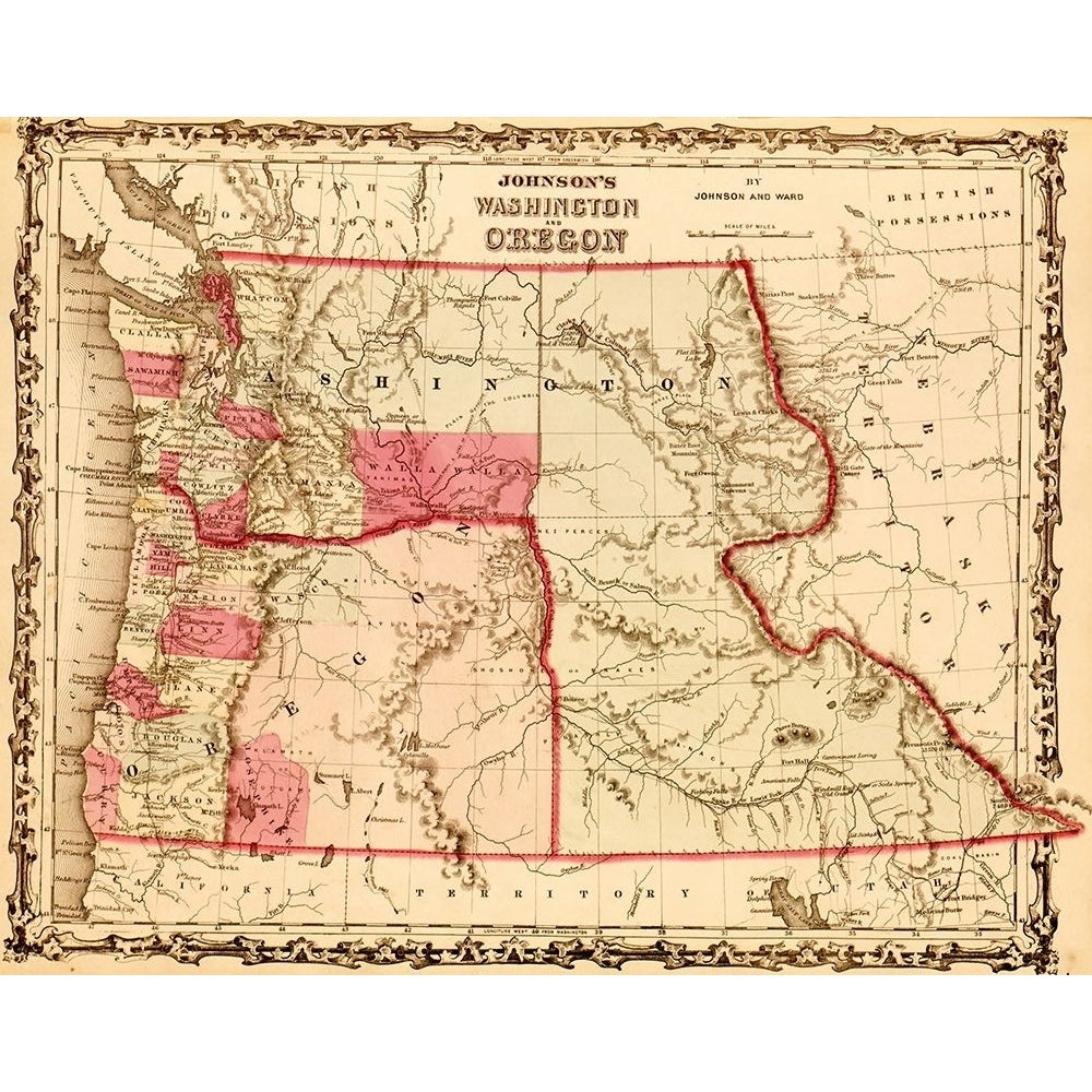 Washington and Oregon Territories 1862 by Vintage Maps-VARPDX61998 Image 1