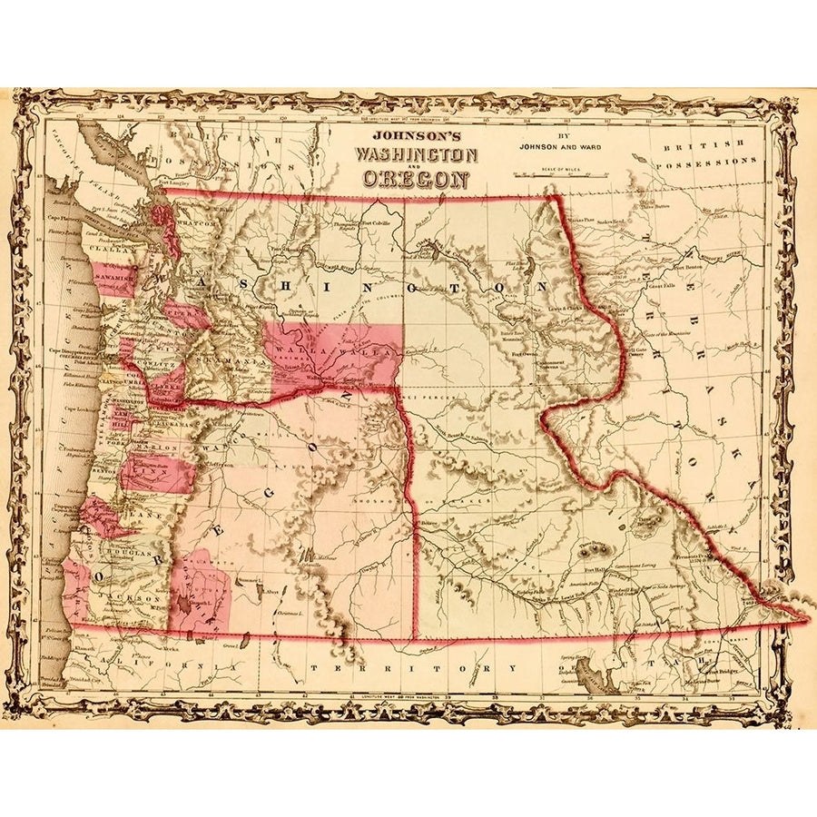 Washington and Oregon Territories 1862 by Vintage Maps-VARPDX61998 Image 1