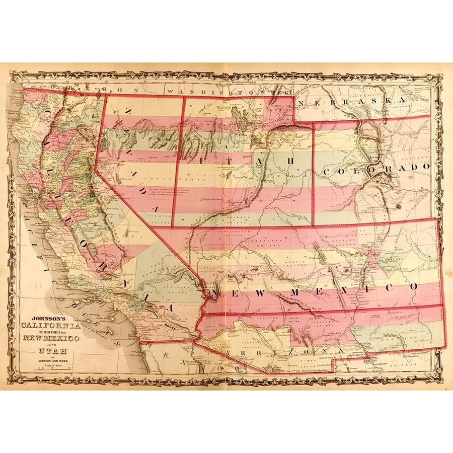 California and the Territories of Utah and Mexico 1862 by Vintage Maps-VARPDX61997 Image 1