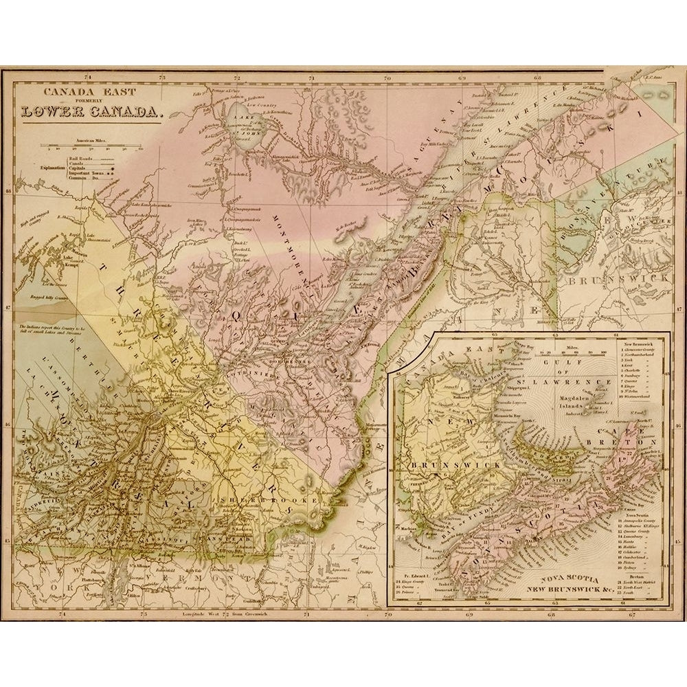 Lower Canada 1844 by Vintage Maps-VARPDX62026 Image 1