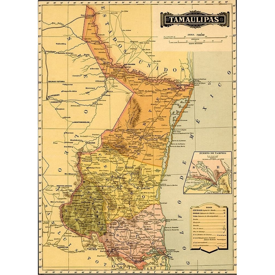 Tamaulipas 1844 by Vintage Maps-VARPDX62267 Image 1