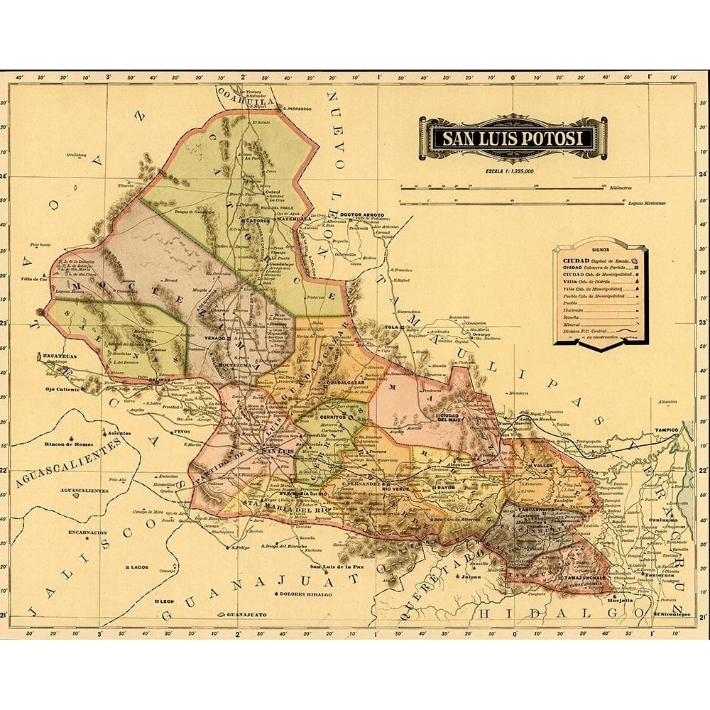 San Luis Potosi 1844 by Vintage Maps-VARPDX62282 Image 1