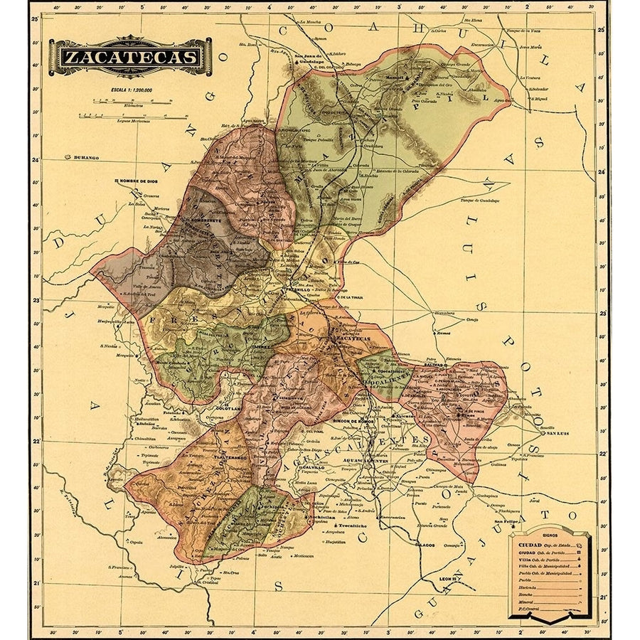 Zacatecas 1844 by Vintage Maps-VARPDX62280 Image 1