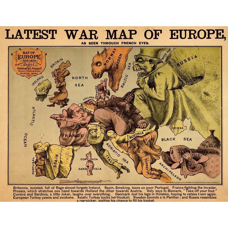 Anthropomorphic Map of Europe 1870 Political by Vintage Maps-VARPDX62404 Image 1