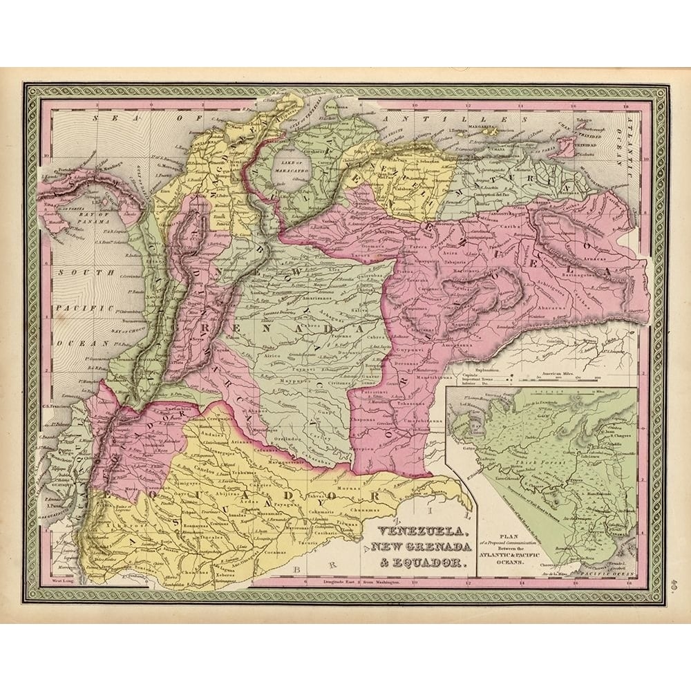 Venezuela Grenada and Ecuador 1849 by Vintage Maps-VARPDX62518 Image 1