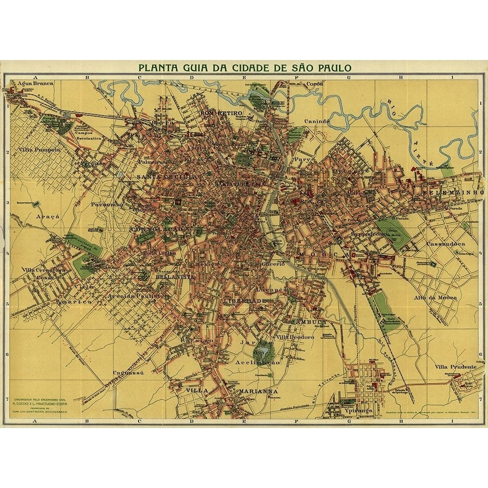 Sao Paolo Brazil 1913 by Vintage Maps-VARPDX62559 Image 1