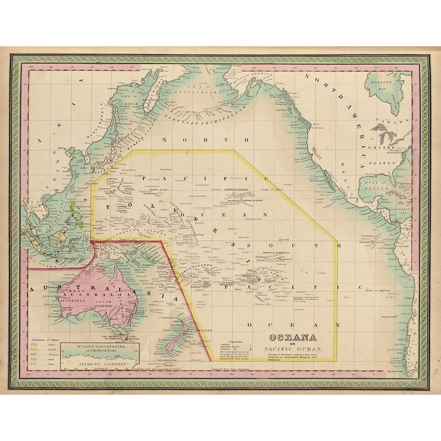 Oceania and The Pacific Ocean 1849 by Vintage Maps-VARPDX62548 Image 1