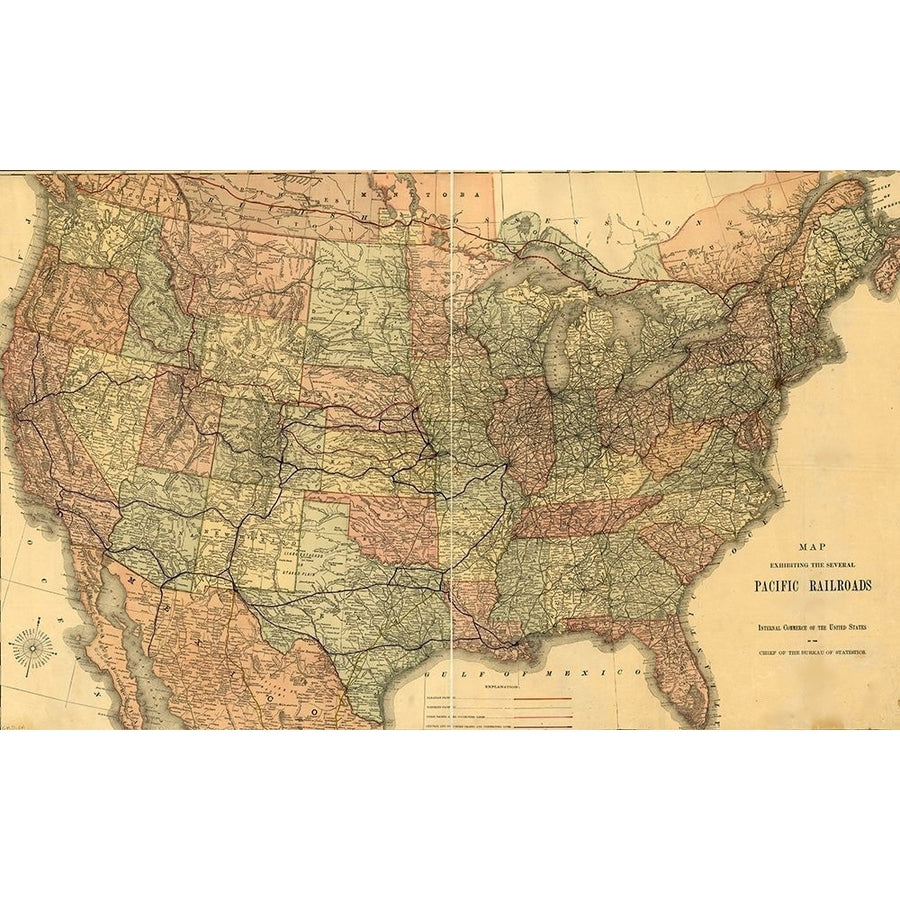 Pacific Railroads of The United States 1883 by Vintage Maps-VARPDX62674 Image 1