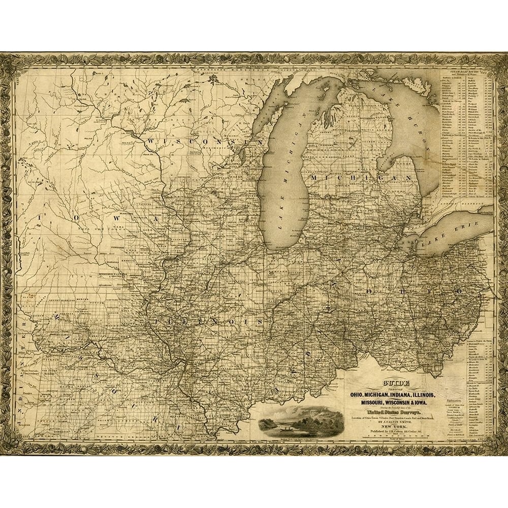 Ohio Michigan Indiana Illinois Missouri Wisconsin and Iowa 1840 by Vintage Maps-VARPDX62790 Image 1