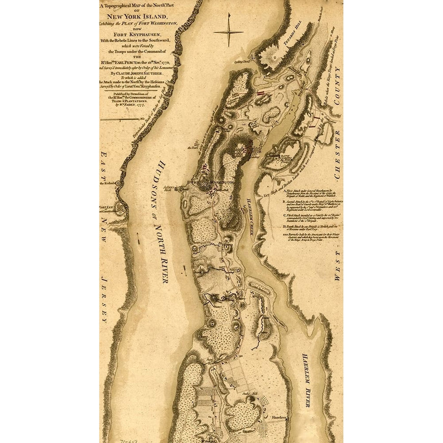 Plan of the attack of Fort Washington 1776 by Vintage Maps-VARPDX62845 Image 1