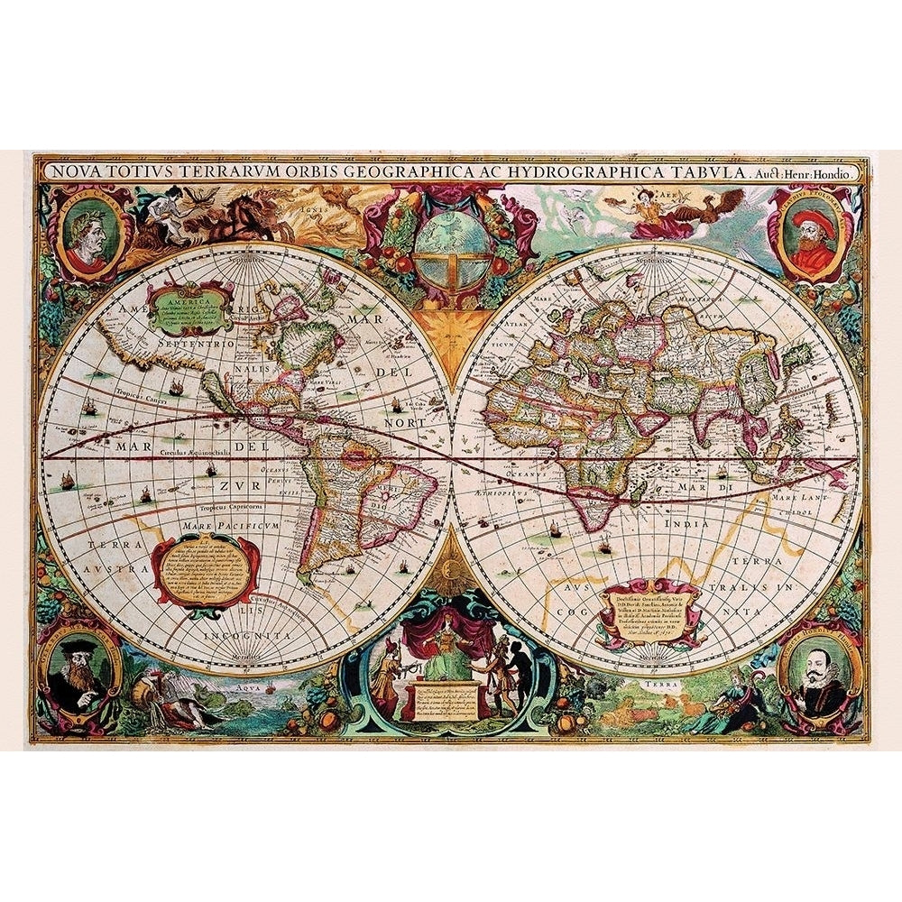 Stereographic Map of the World by Jodocus Hondius-VARPDX62991 Image 1