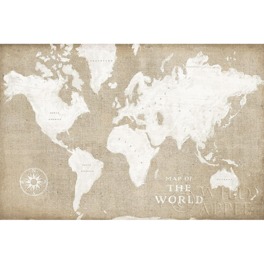 Burlap World Map I Poster Print by Sue Schlabach-VARPDX63160 Image 1