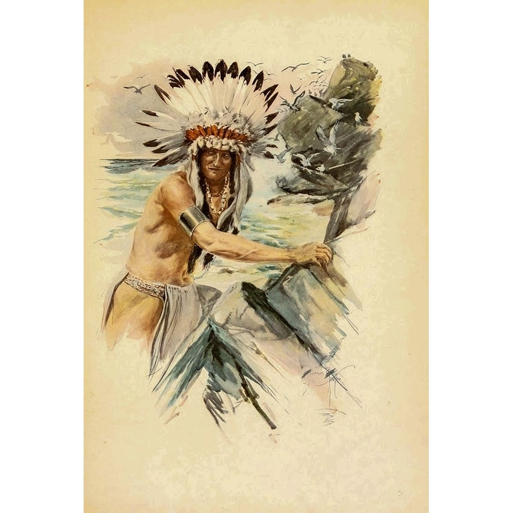 Indian with Head Dress from The Song of Hiawatha 1907 by Harrison Fisher-VARPDX63437 Image 1