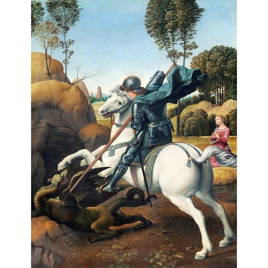 Saint George and the Dragon Poster Print - Raphael-VARPDX63936 Image 1