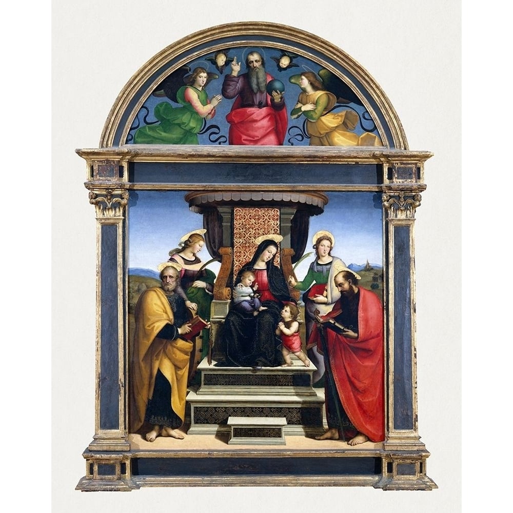 Madonna and Child Enthroned with Saints Poster Print - Raphael-VARPDX63952 Image 1