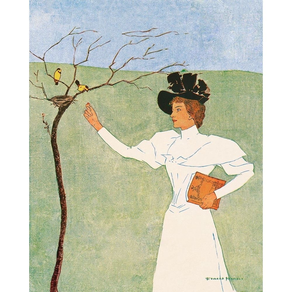 Woman Reaching for Birds by Edward Penfield-VARPDX64172 Image 1