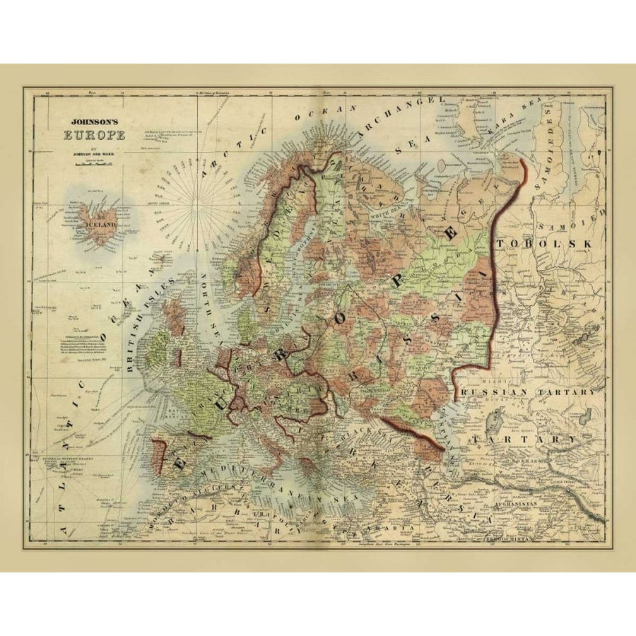 Antique Map of Europe Poster Print - Johnson-VARPDX64455Z Image 1