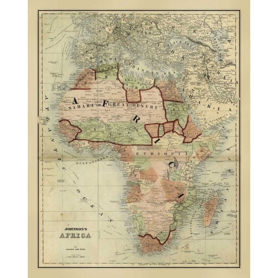 Antique Map of Africa Poster Print - Johnson-VARPDX64456Z Image 1