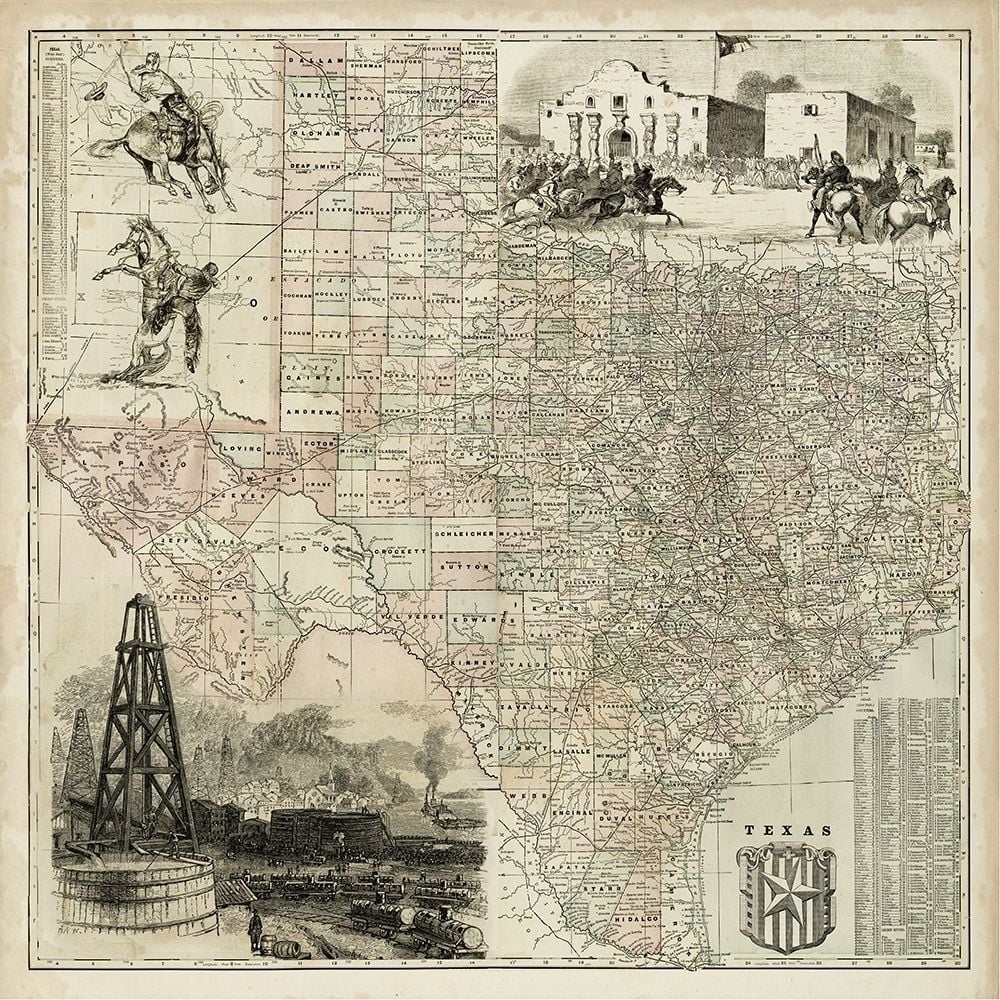 Map of Texas Poster Print - Studio Vision-VARPDX64482Z Image 1