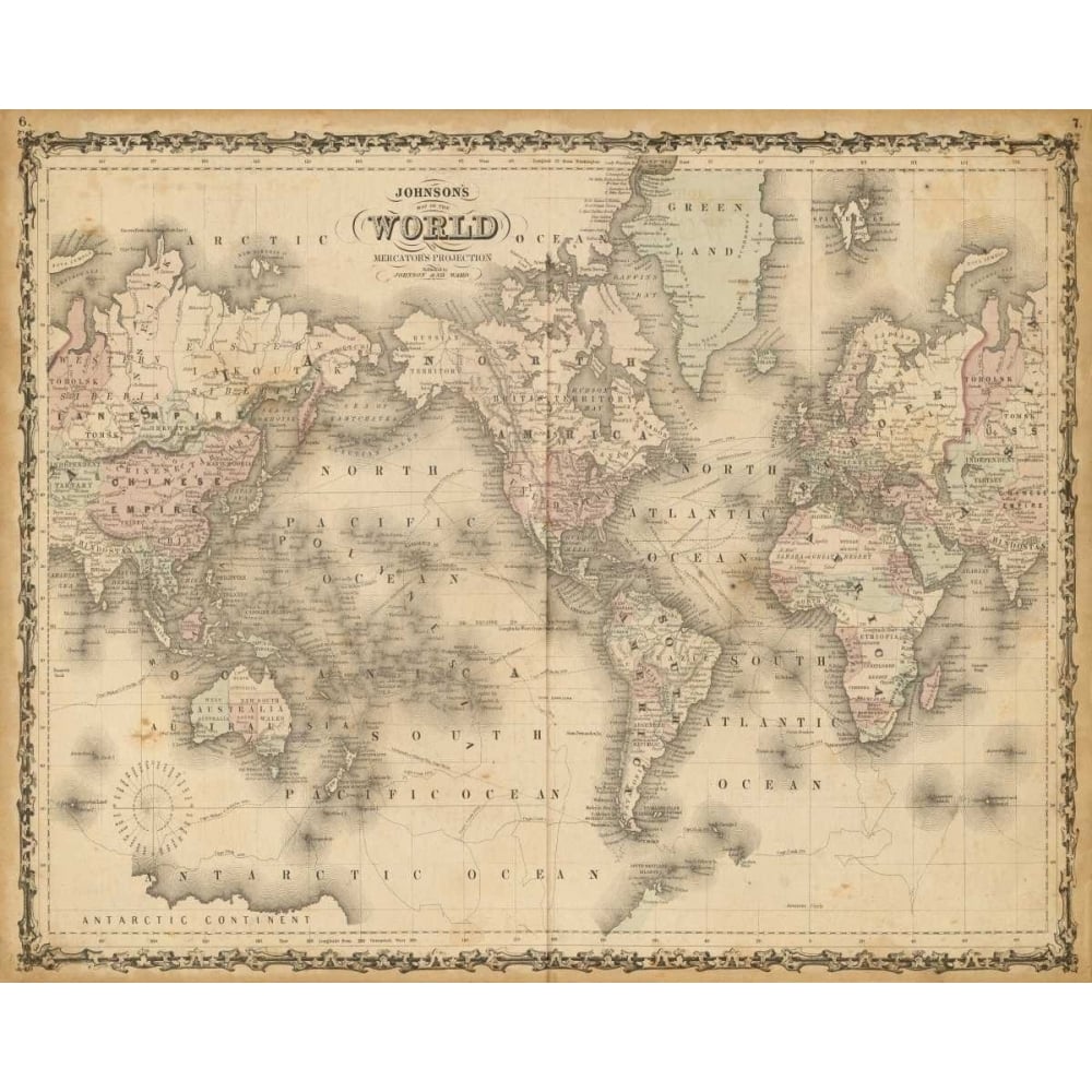 Johnsons Map of the World Poster Print - Johnson-VARPDX64730Z Image 1