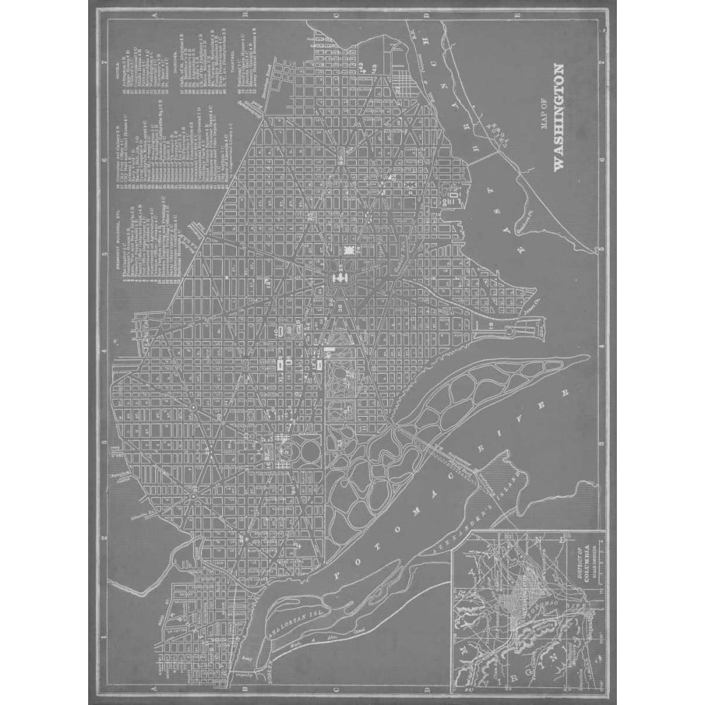 City Map of Washington D.C. Poster Print - Studio Vision-VARPDX64749Z Image 1