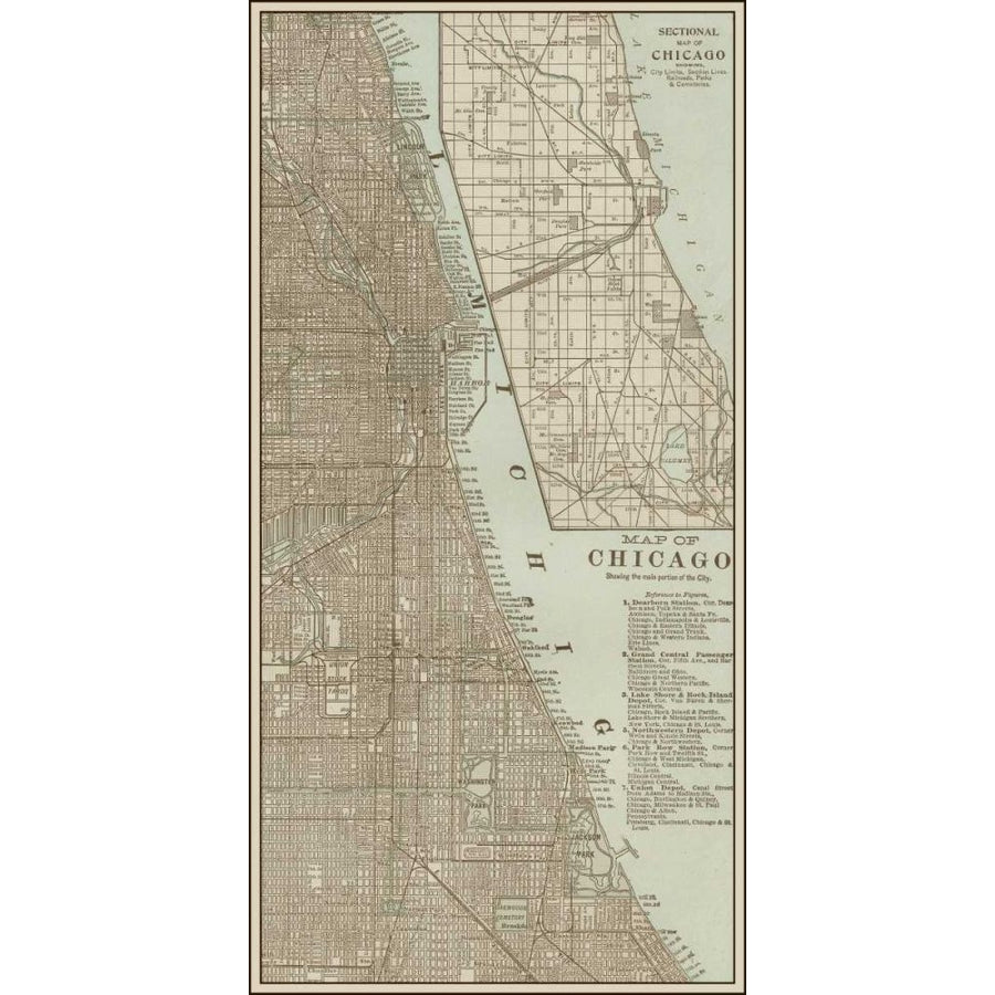 Tinted Map of Chicago Poster Print - Studio Vision-VARPDX64887Z Image 1