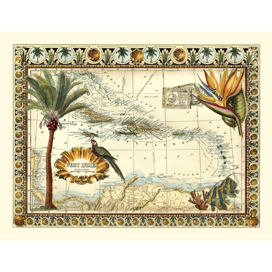 Tropical Map of West Indies Poster Print - Studio Vision-VARPDX6601Z Image 1