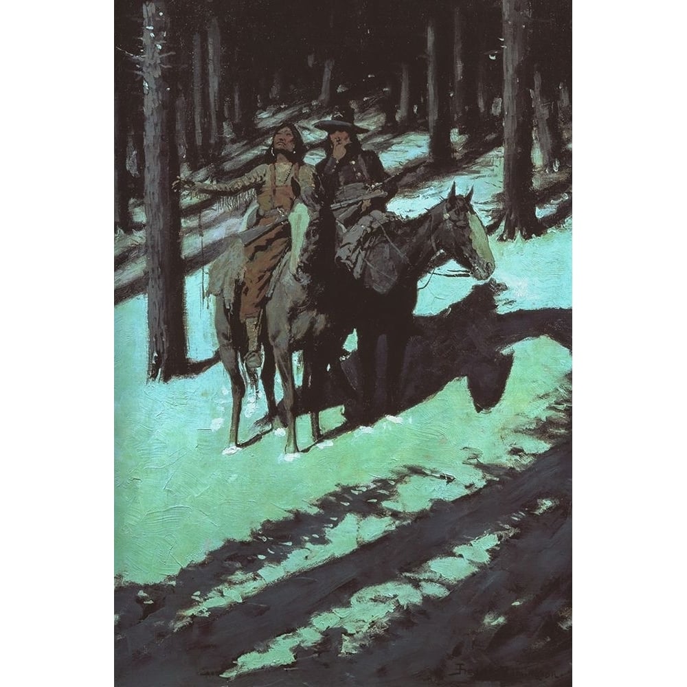 Indian Scouts in the Moonlight Poster Print - Frederic Remington-VARPDX66188 Image 1