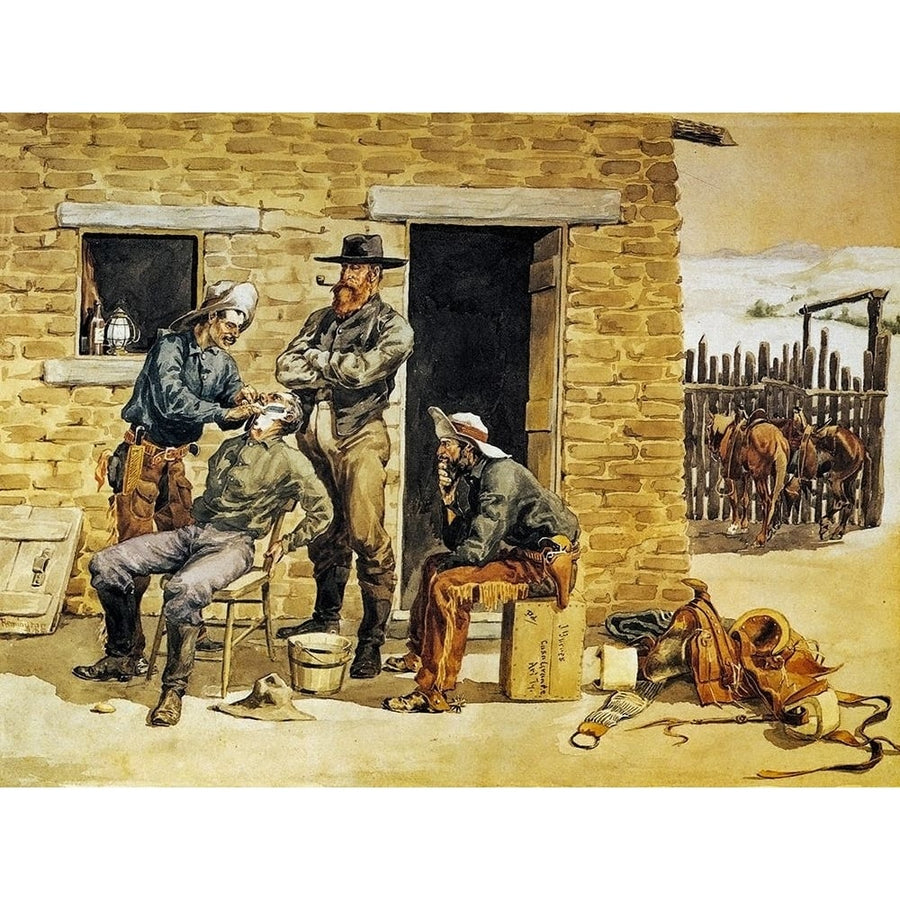 Sunday Morning Toilet On The Ranch Poster Print - Frederic Remington-VARPDX66294 Image 1