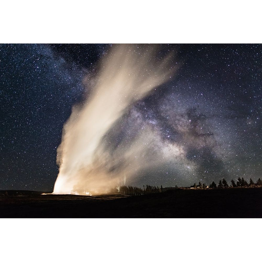 Old Faithful and Milky Way Yellowstone National Park Poster Print - The Yellowstone Collection-VARPDX66820 Image 1