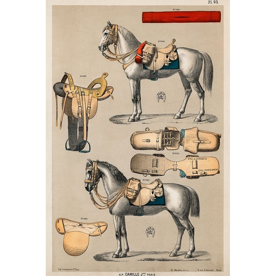 Horses with Antique Riding Equipment II Poster Print - Vintage Drawings-VARPDX67240 Image 1