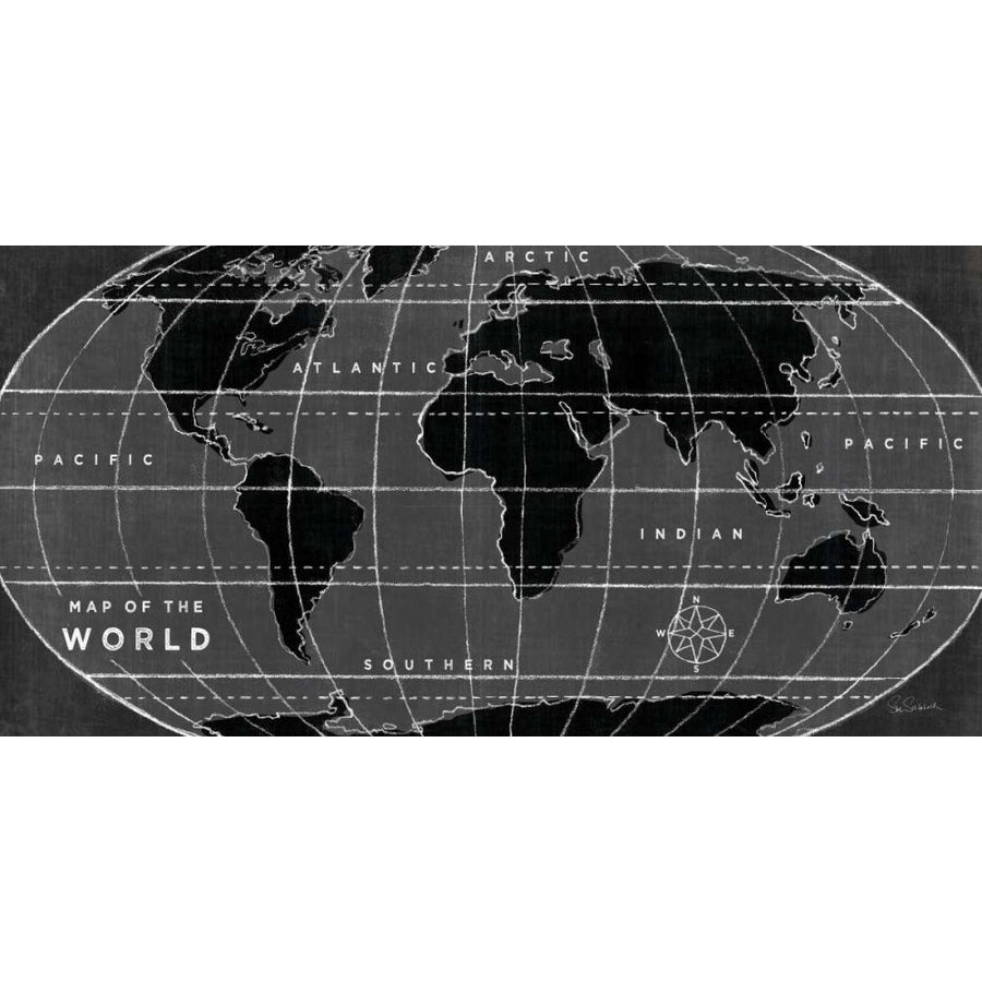 Chalkboard Map of the World by Sue Schlabach-VARPDX68220 Image 1