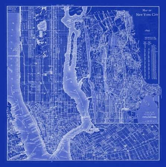 NYC Blueprint Poster Print by Adam Shaw Cartography-VARPDX683SHA1004 Image 1