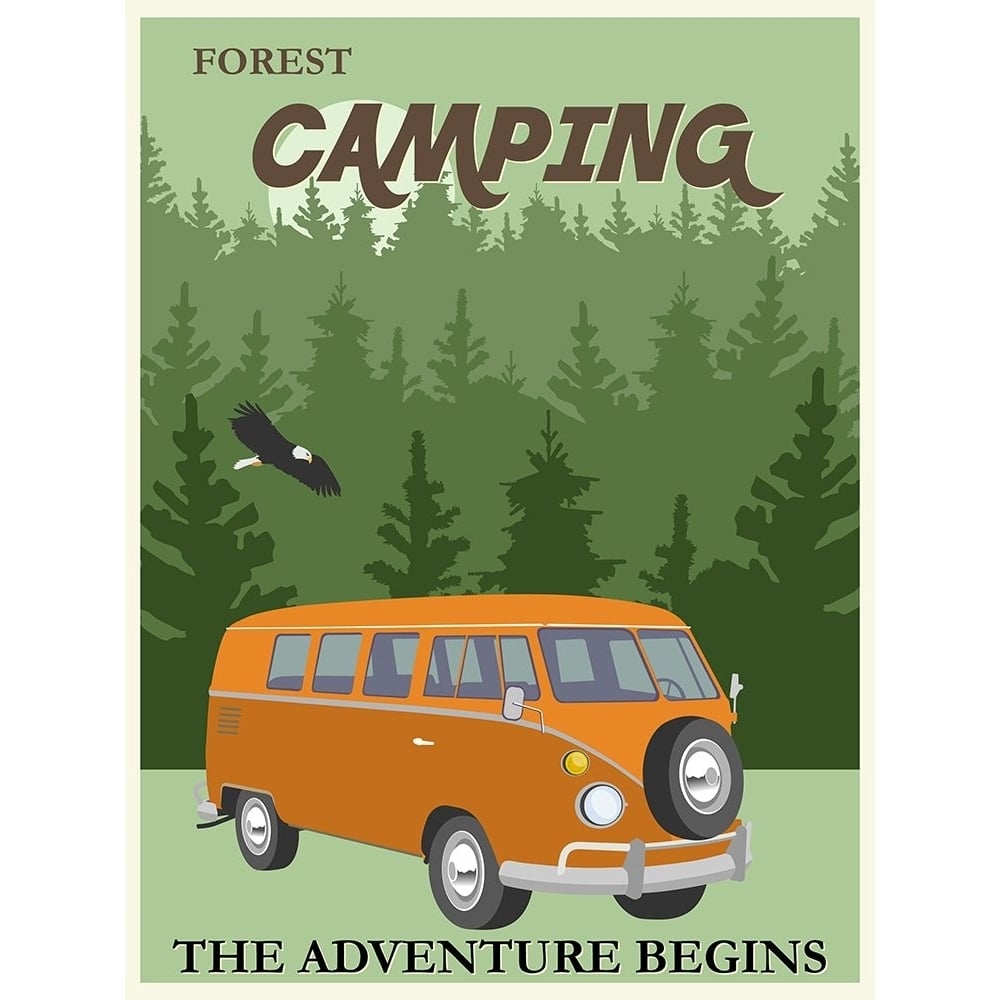 Vintage Forest Camping Camper Van Poster Poster Print - Travel Posters Vintage-VARPDX69588 Image 1