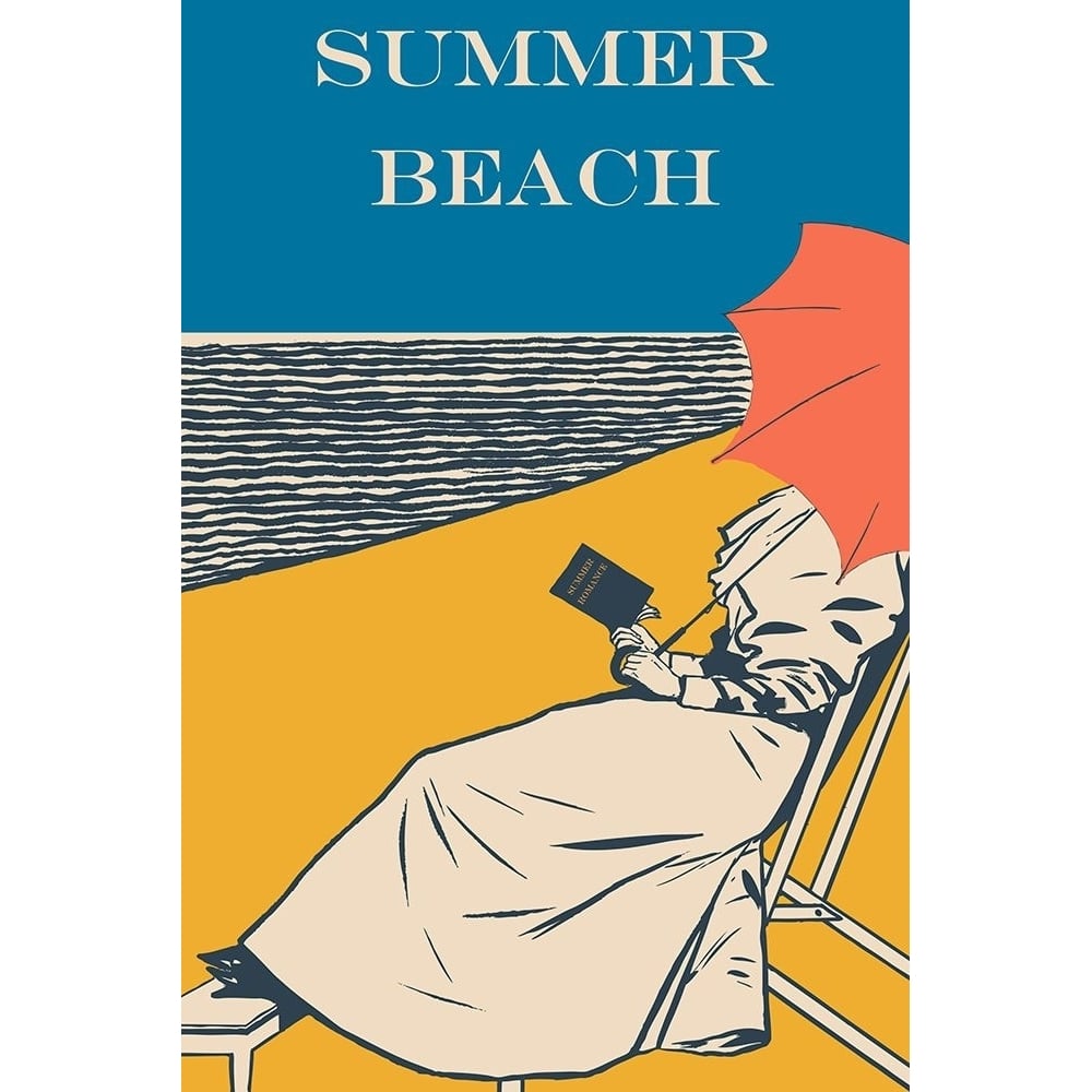 Women Reading on Beach Poster Print - Travel Posters Vintage-VARPDX69626 Image 1