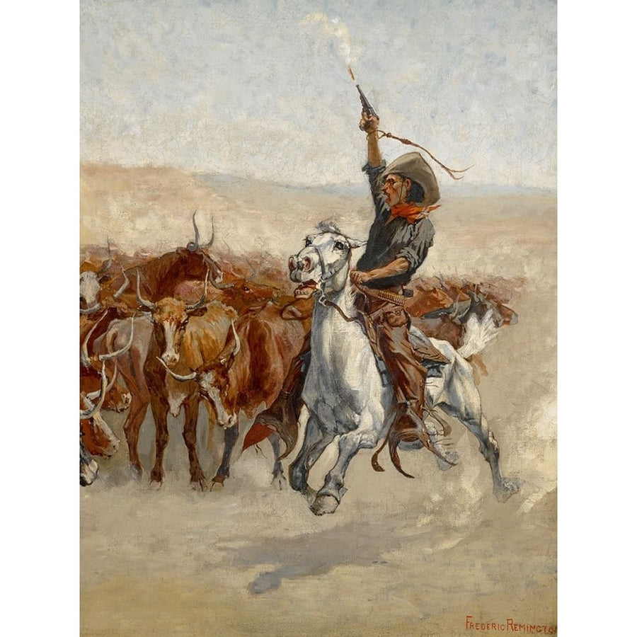 The Round Up Poster Print - Frederic Remington-VARPDX69876 Image 1