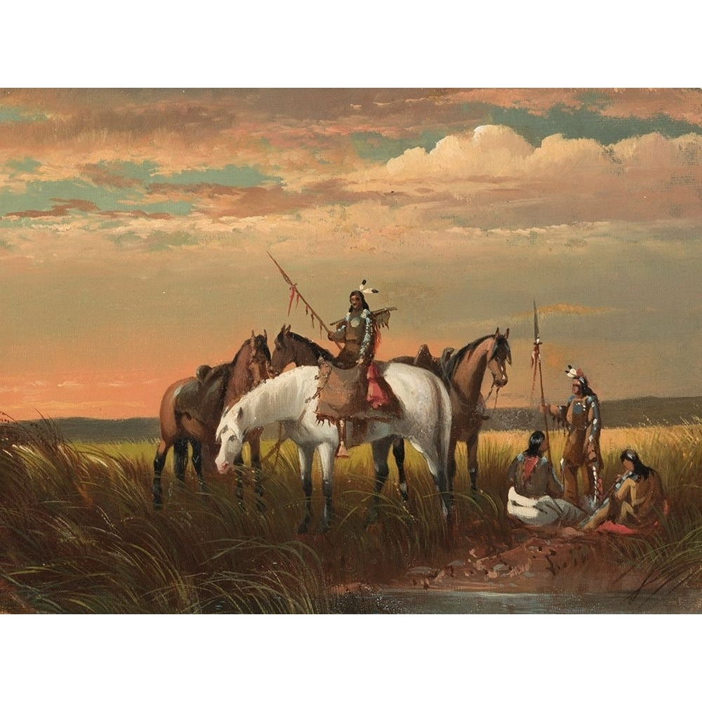 A Halt on the Prairie for a Smoke Poster Print - John Mix Stanley-VARPDX69934 Image 1