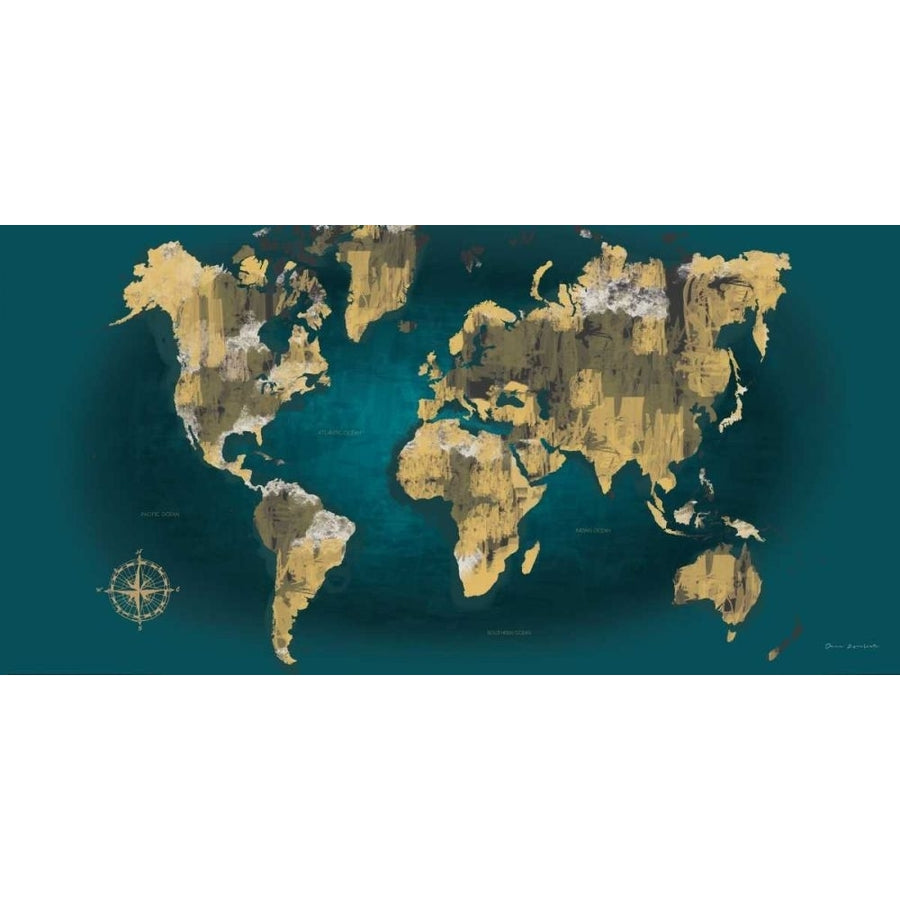 Sketched World Map Blue Crop by Omar Escalante-VARPDX71818 Image 1