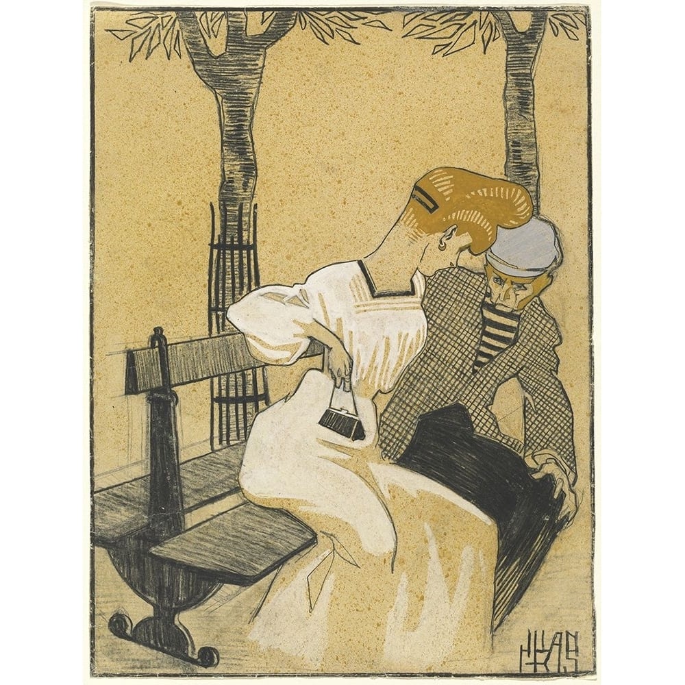 Man and Woman on Bench 1908 Poster Print - Juan Gris-VARPDX74267 Image 1