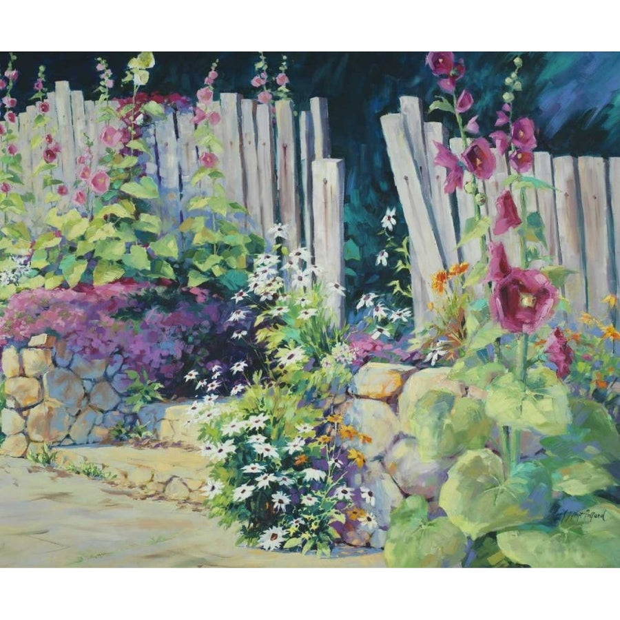 Hollyhock Garden Poster Print - Julie G. Pollard-VARPDX74462GG Image 1