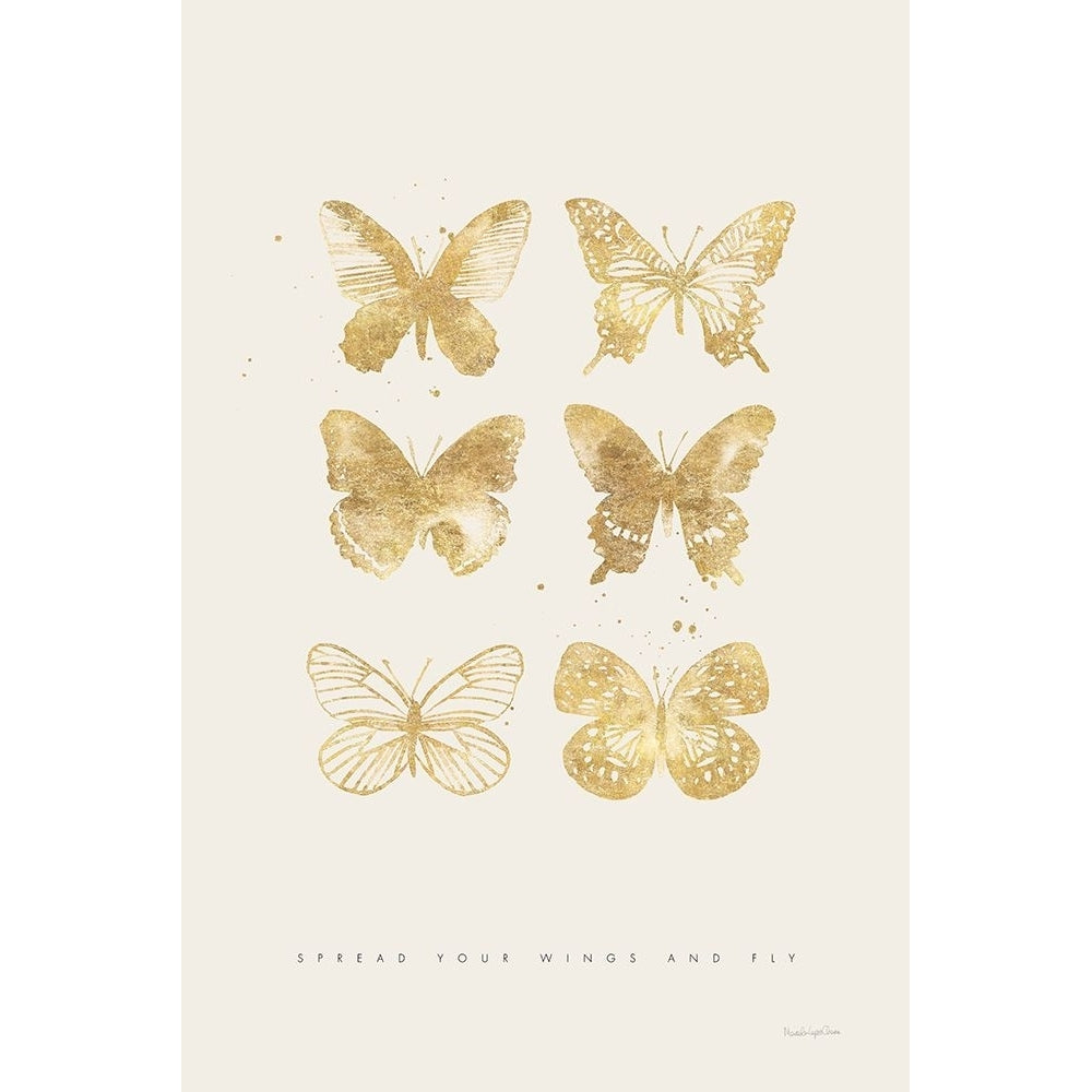 Six Gold Butterflies Poster Print - Mercedes Lopez Charro-VARPDX74523 Image 1