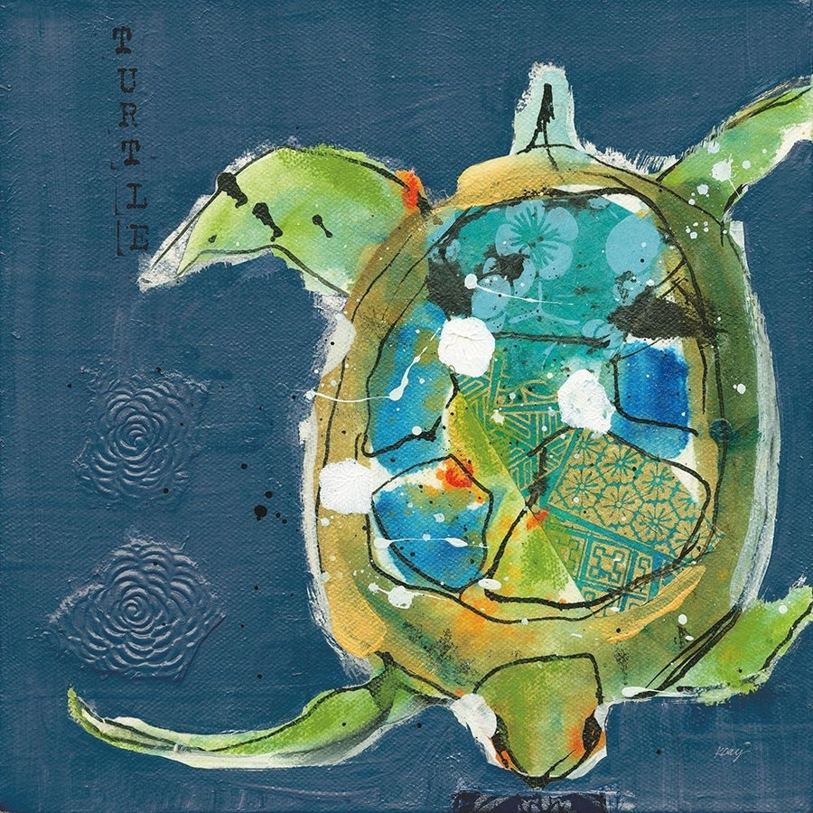 Chentes Turtle on Blue Poster Print - Kellie Day-VARPDX75513 Image 1