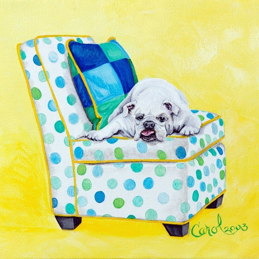 Bulldog on Polka Dots Poster Print - Carol Dillon-VARPDX76008D Image 1