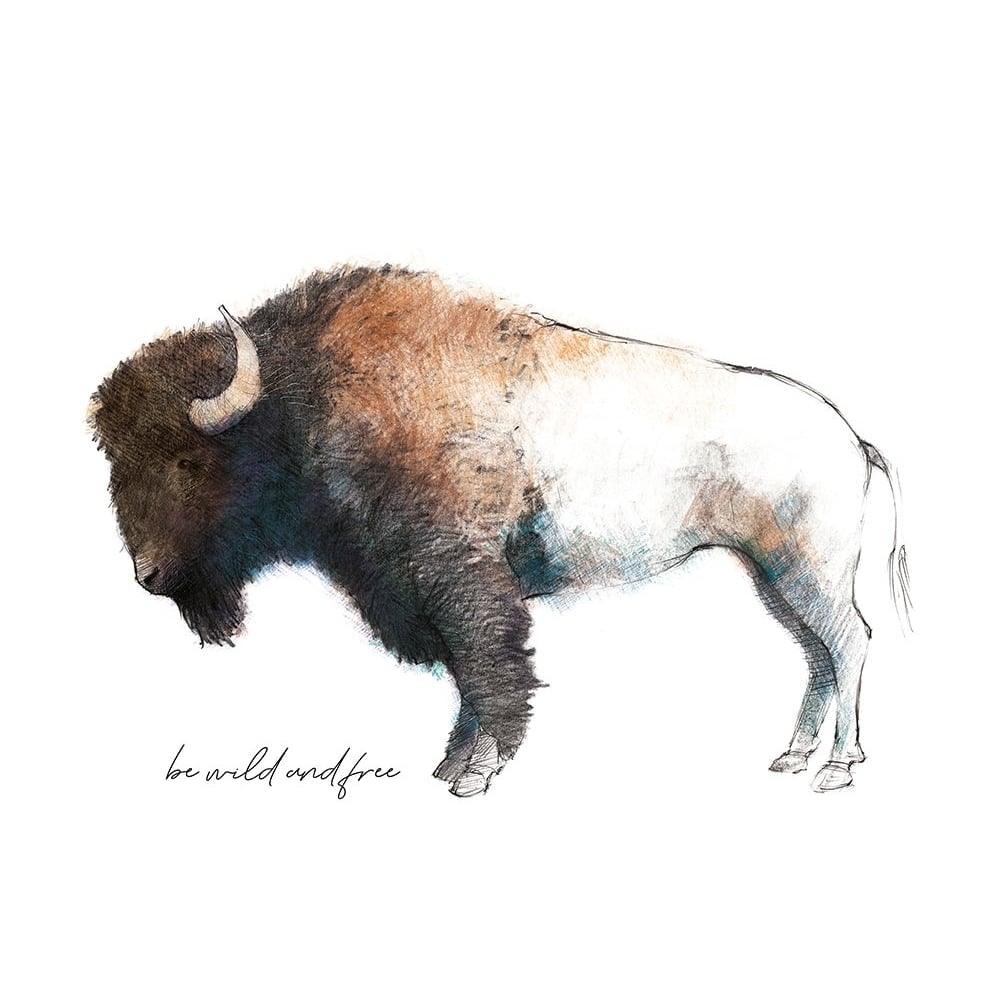 Wild Colorful Bison Dark Brown Poster Print - Avery Tillmon-VARPDX76394 Image 1