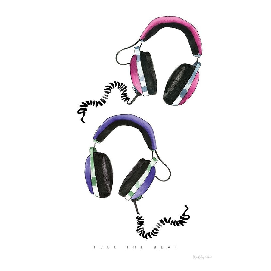 Headphones Love Poster Print - Mercedes Lopez Charro-VARPDX77127 Image 1