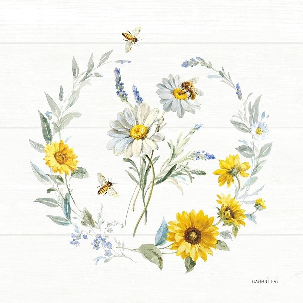 Bees and Blooms Flowers II with Wreath Poster Print - Danhui Nai-VARPDX78399 Image 1